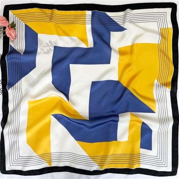 Square Satin Head Scarf for Women 014 - Picture 3 of 6